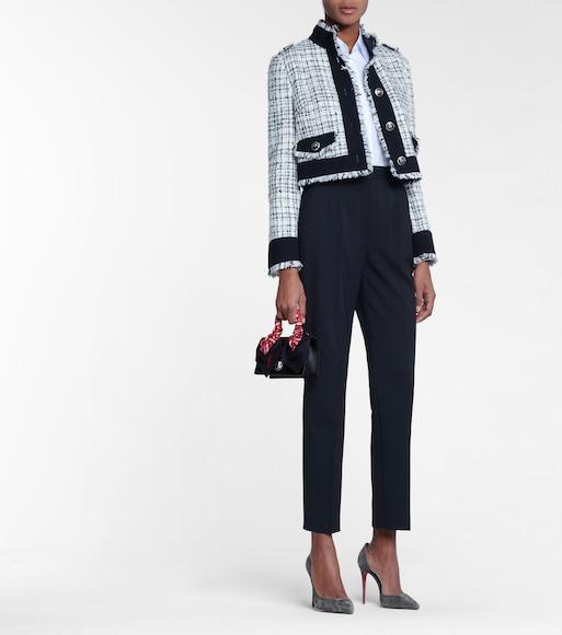 DOLCE & GABBANA Cropped Tweed Jacket In White