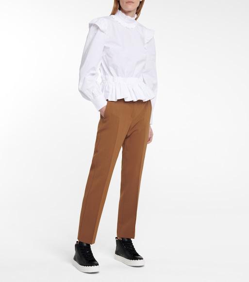 CHLOÉ Lauren Scalloped High-top Sneakers In Black