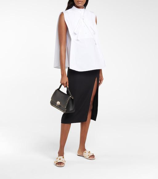 VALENTINO GARAVANI Rockstud Leather Slides In White