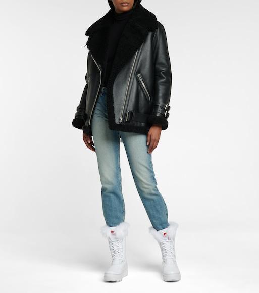 ACNE STUDIOS Shearling Aviator Jacket In Black Leather