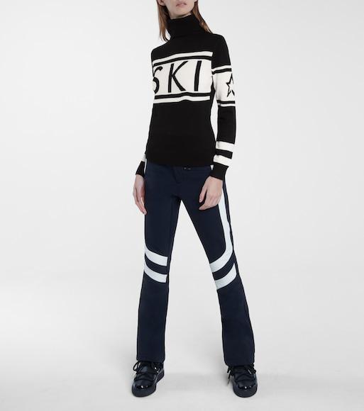 PERFECT MOMENT Schild Intarsia Merino Wool Turtleneck Sweater In Black