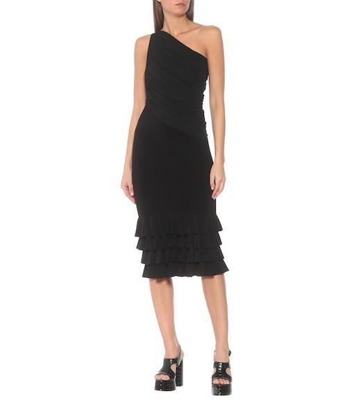 NORMA KAMALI Diana One-shoulder Ruched Crop Top In Black