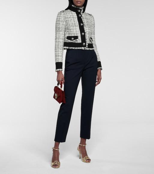 DOLCE & GABBANA Cropped Tweed Jacket In White