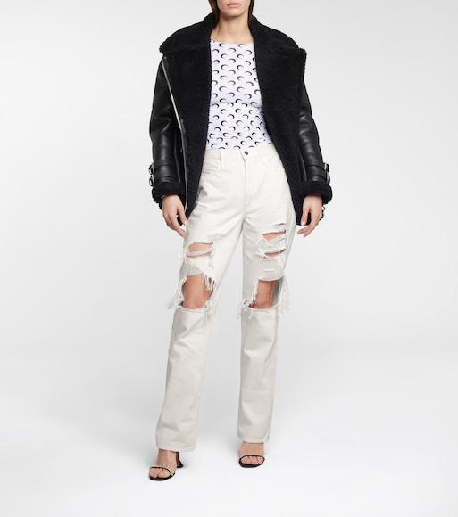 ACNE STUDIOS Shearling Aviator Jacket In Black Leather