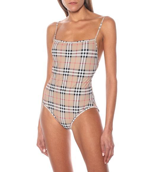BURBERRY Checked One-piece Swimsuit In Multicolor