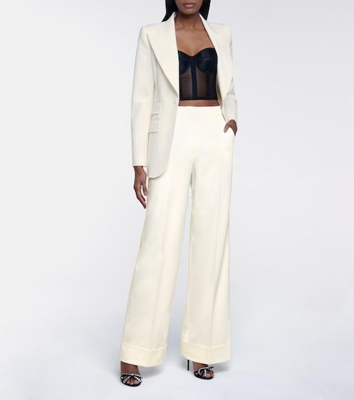 DOLCE & GABBANA Matte Stretch Wool Single Breast Jacket In Off White