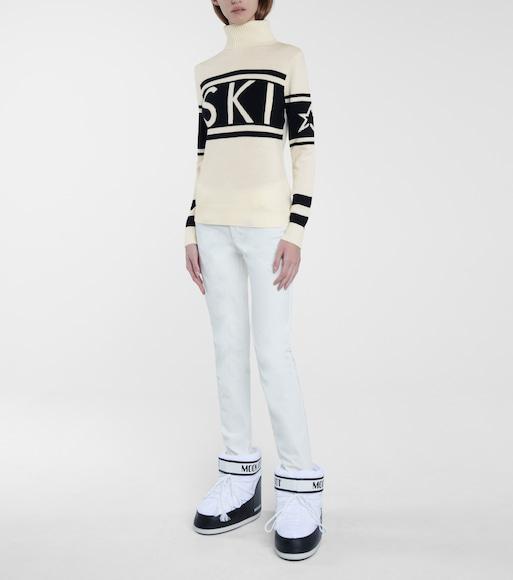 PERFECT MOMENT Schild Ski-intarsia Roll-neck Merino Sweater In White