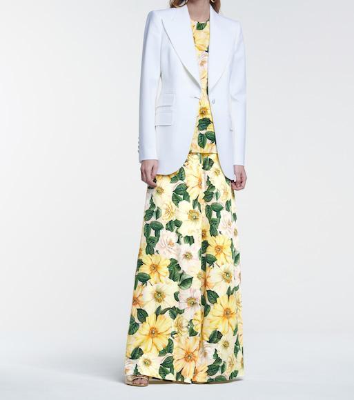 DOLCE & GABBANA Matte Stretch Wool Single Breast Jacket In Off White