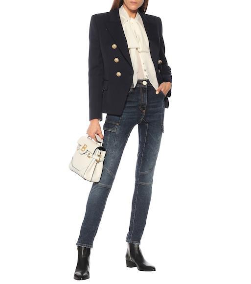 BALMAIN Double-breasted Grain De Poudre Wool Blazer In Multi