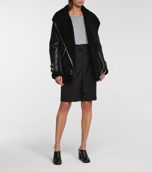 ACNE STUDIOS Shearling Aviator Jacket In Black Leather