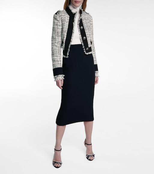 DOLCE & GABBANA Cropped Tweed Jacket In White
