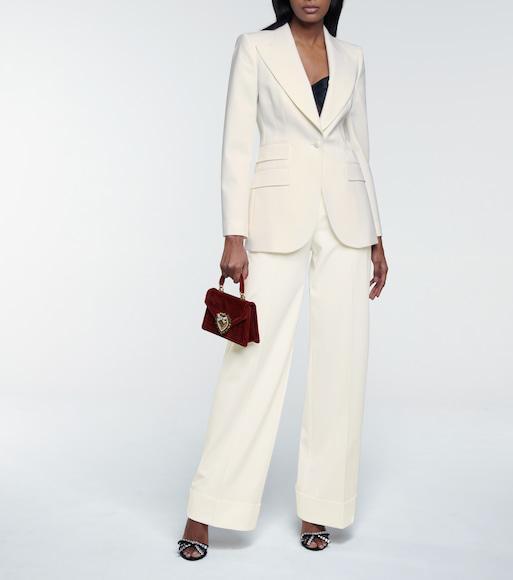 DOLCE & GABBANA Matte Stretch Wool Single Breast Jacket In Off White