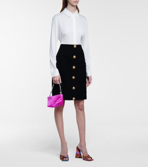 BALMAIN Button-embellished Wool-twill Mini Skirt In Black