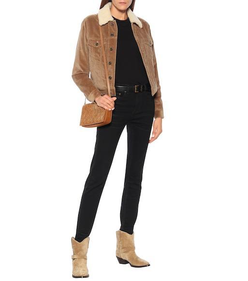 SAINT LAURENT Cassandre Embellished Croc-effect Leather Belt In Black