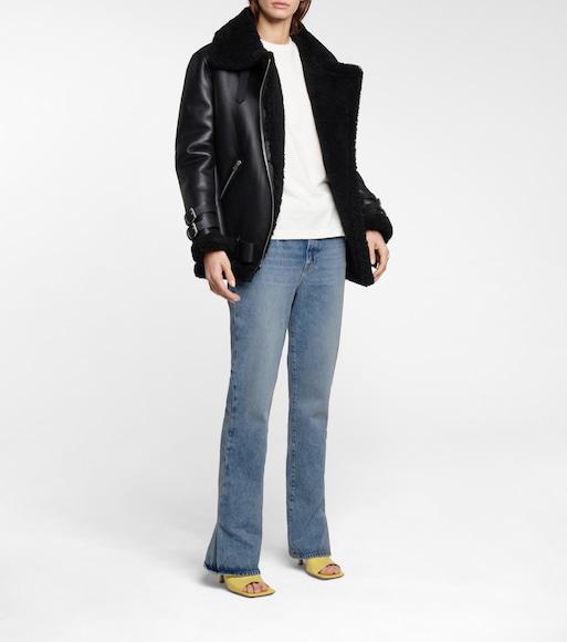 ACNE STUDIOS Shearling Aviator Jacket In Black Leather