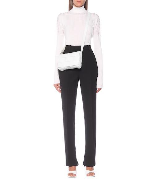 BOTTEGA VENETA Small Intrecciato Leather Cassette Crossbody Bag In 9009 White-gold