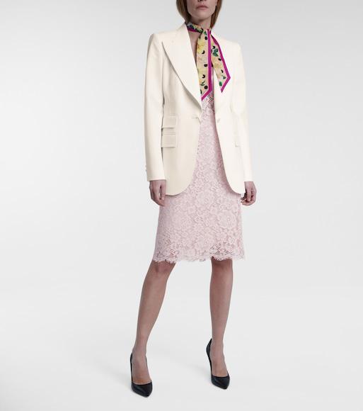 DOLCE & GABBANA Matte Stretch Wool Single Breast Jacket In Off White