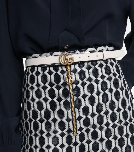 GUCCI Gg Leather Belt In White