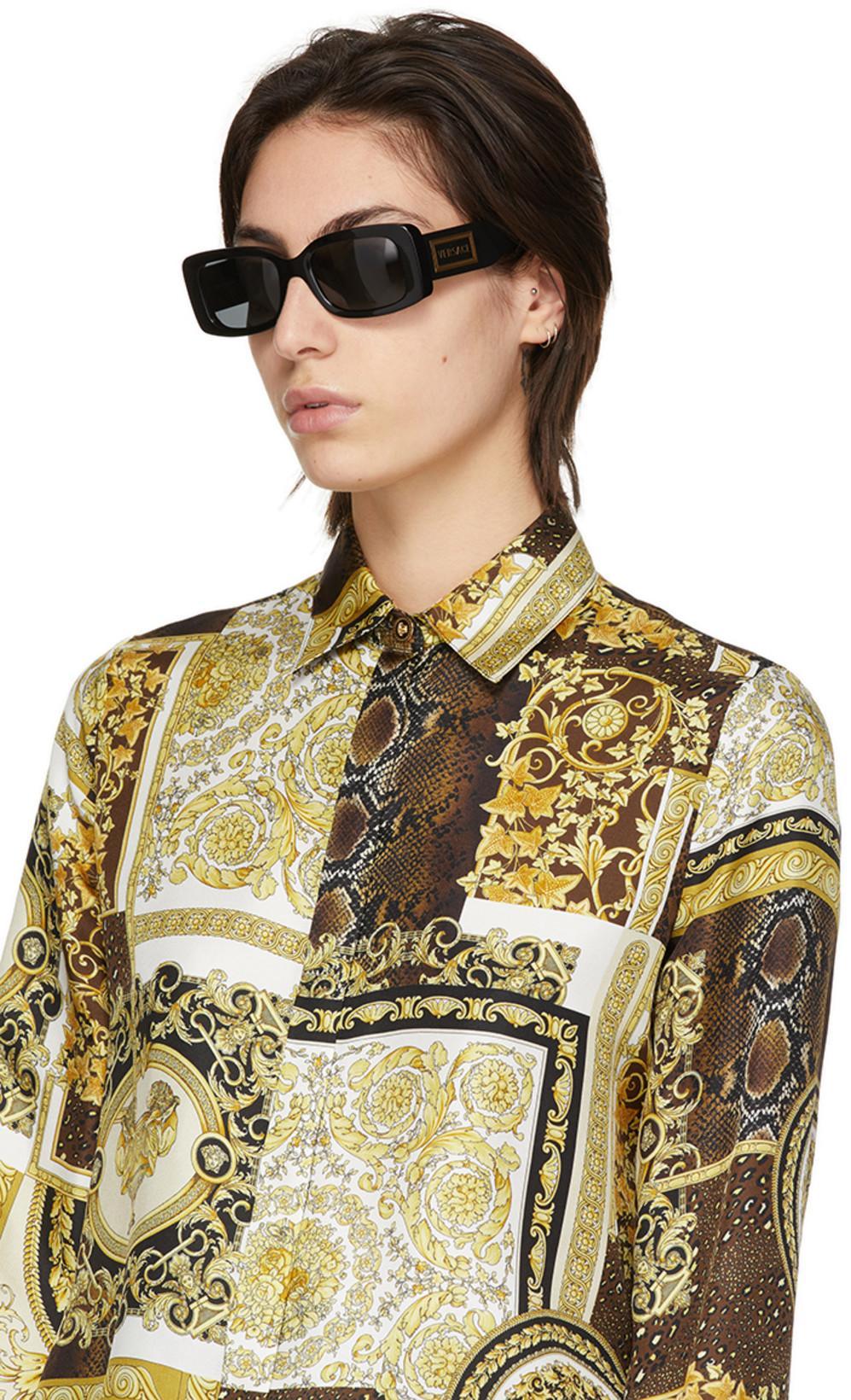 VERSACE Black Square 90s Vintage Logo Sunglasses