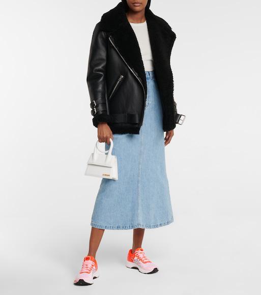 ACNE STUDIOS Shearling Aviator Jacket In Black Leather