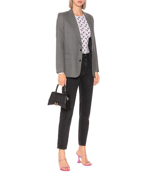 BALENCIAGA Hourglass Xs Top Handle Bag In Patent Leather In Black