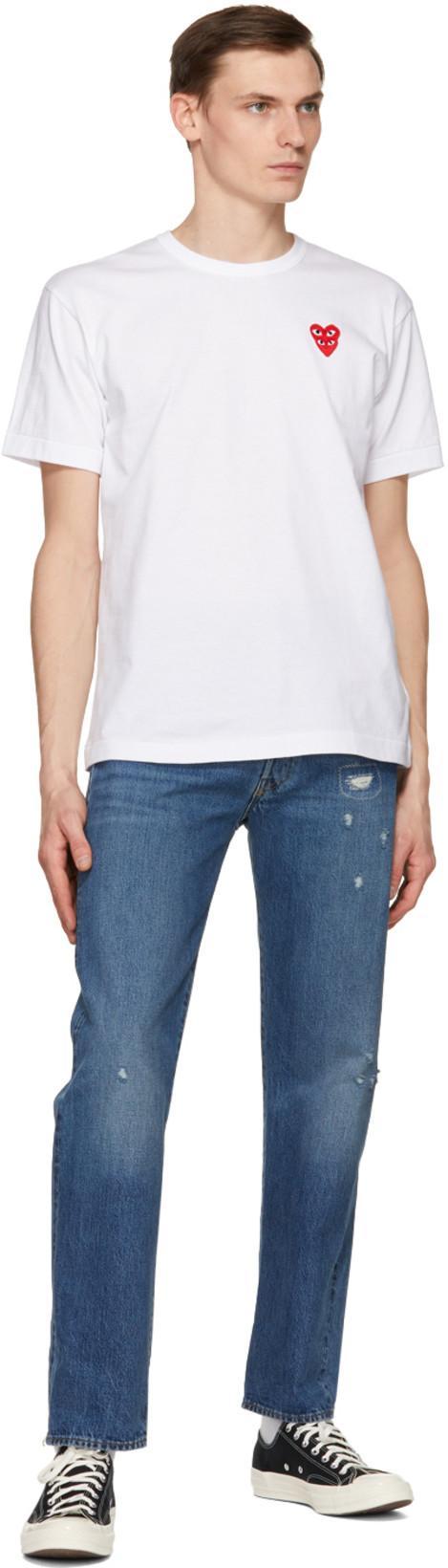 COMME DES GARÇONS PLAY Comme Des Garcons Play Mens Red Heart Logo T-shirt In White