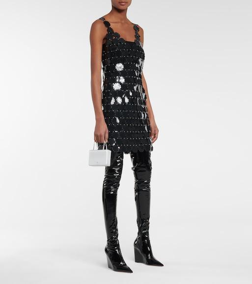 AMINA MUADDI Danielle Pointed-toe Latex Thigh-high Boots In Black