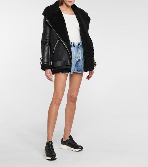 ACNE STUDIOS Shearling Aviator Jacket In Black Leather