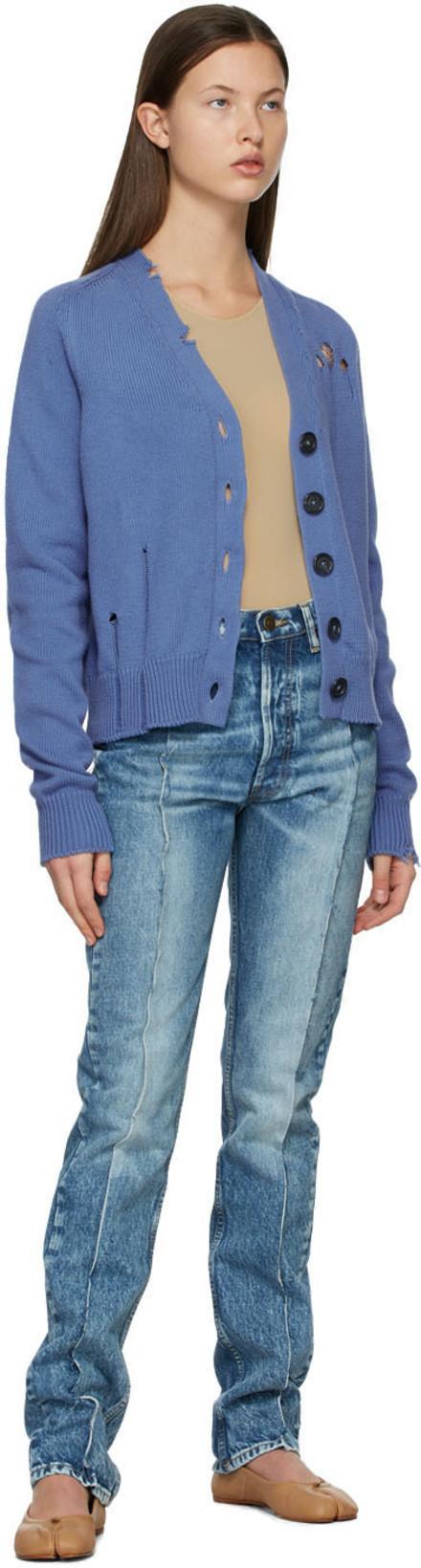 MAISON MARGIELA Mother Grey Stretch Denim The Doozy Sneak Fray Jeans In Brown