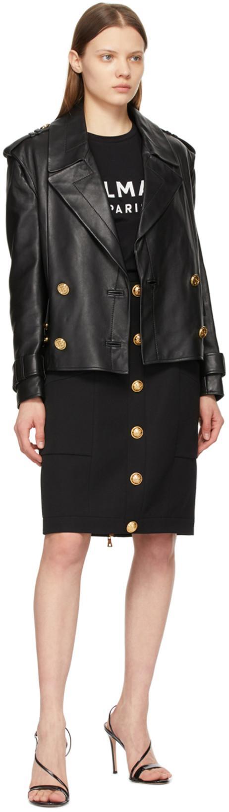 BALMAIN Button-embellished Wool-twill Mini Skirt In Black