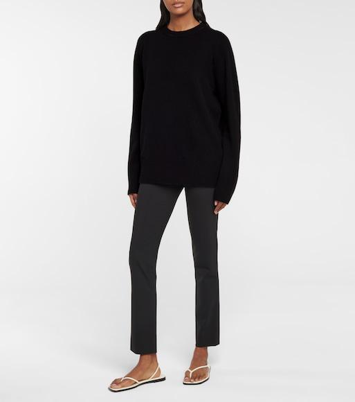 THE ROW Hover Wool Knit Crewneck Sweater In Black