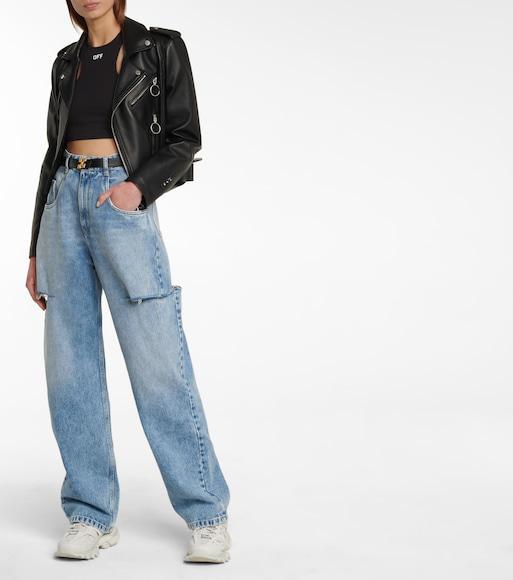 OFF-WHITE Top A Coste Con Scollo Olimpionico E Logo Off In Black