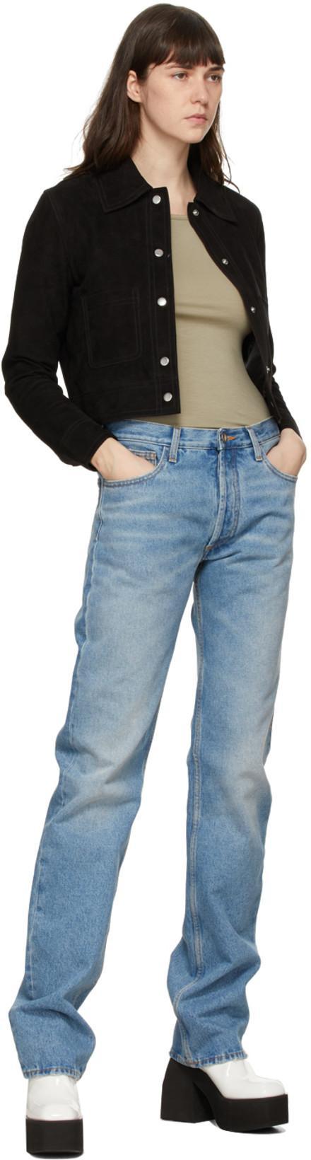 ATTICO Womens Blue Super Washed Faded Straight-leg High-rise Jeans 29 In Blu Super Washed (blue)