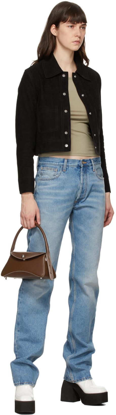 ATTICO Womens Blue Super Washed Faded Straight-leg High-rise Jeans 29 In Blu Super Washed (blue)