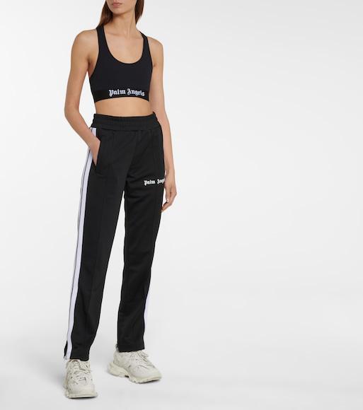 PALM ANGELS Black Classic Logo Sport Bra In Black White