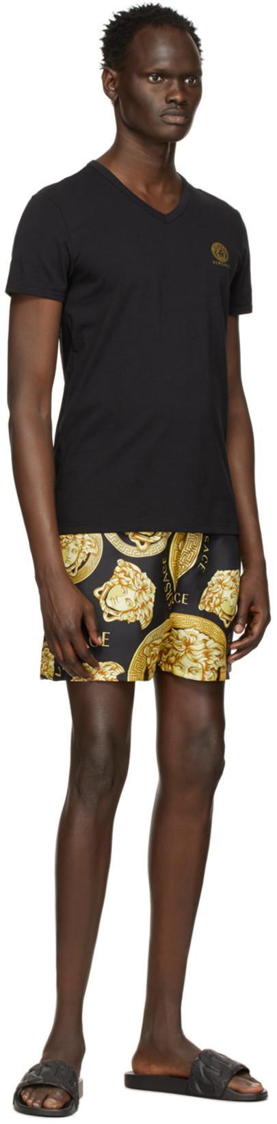 VERSACE White Crewneck T-shirt With Medusa Print On The Front In Black