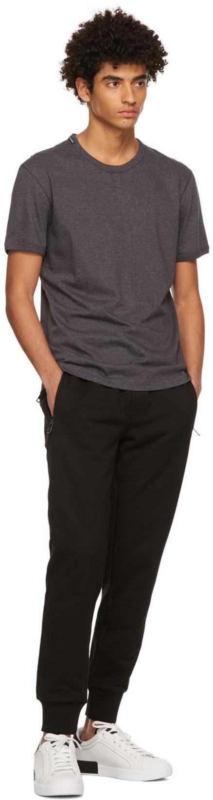 DOLCE & GABBANA Portofino White And Black Low Top Sneakers With Logo Detail In Leather Man