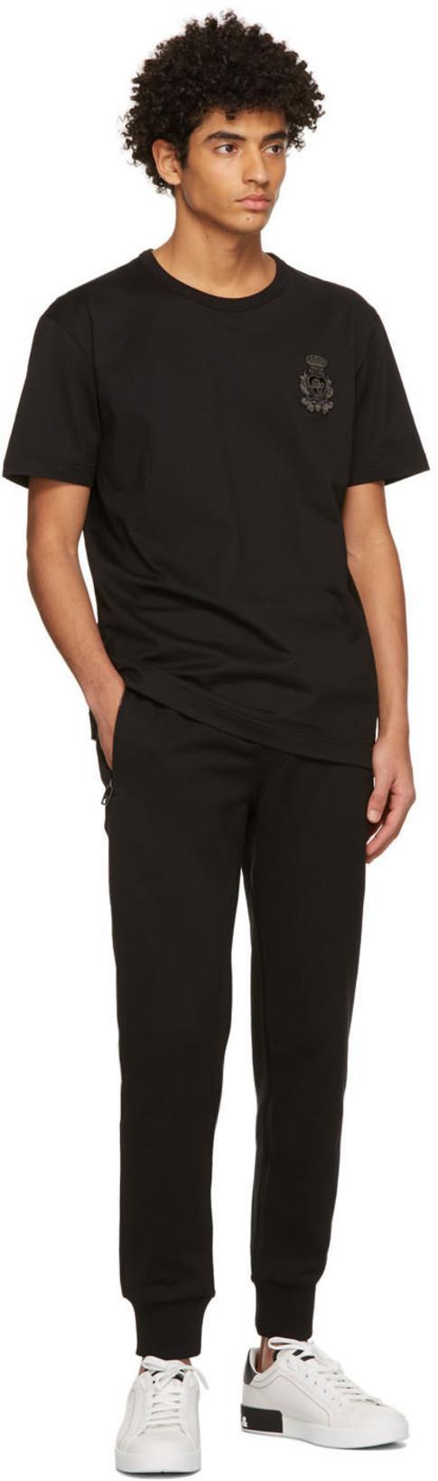 DOLCE & GABBANA Portofino White And Black Low Top Sneakers With Logo Detail In Leather Man