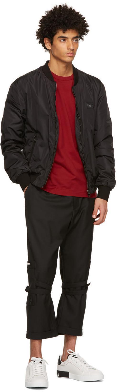 DOLCE & GABBANA Portofino White And Black Low Top Sneakers With Logo Detail In Leather Man