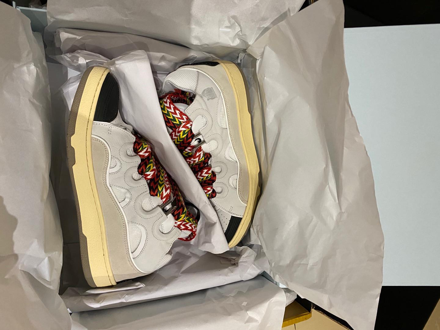 LANVIN Leather Sneakers With Unique Lacing System In Multi