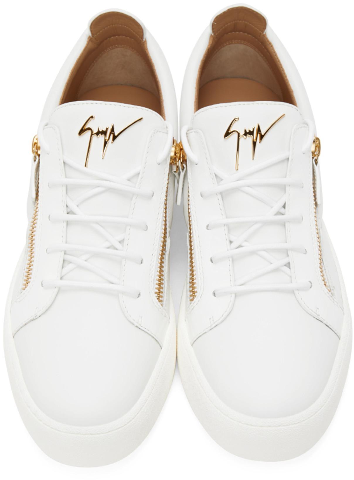 GIUSEPPE ZANOTTI Glossy Leather Sneakers In White