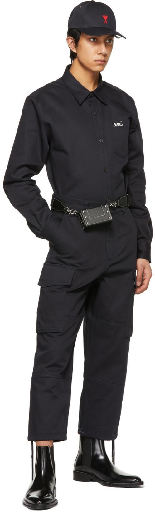 AMI ALEXANDRE MATTIUSSI Ami Paris Black Baseball Cap With Logo