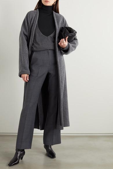 KHAITE Davis Slouchy Leather Knee Boots In Black