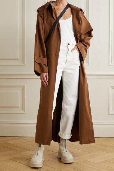 THE ROW Zip Leather Platform Boots In Gray