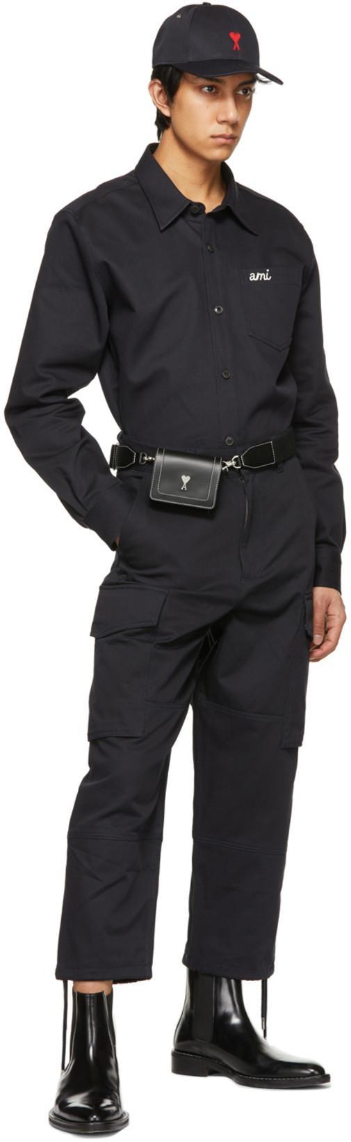 AMI ALEXANDRE MATTIUSSI Ami Paris Black Baseball Cap With Logo