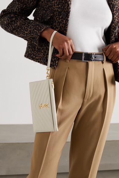 SAINT LAURENT Monogramme Leather Belt In Black