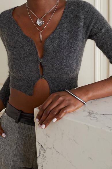 JACQUEMUS Alzou Cropped Mohair-blend Cardigan In Dark Gray