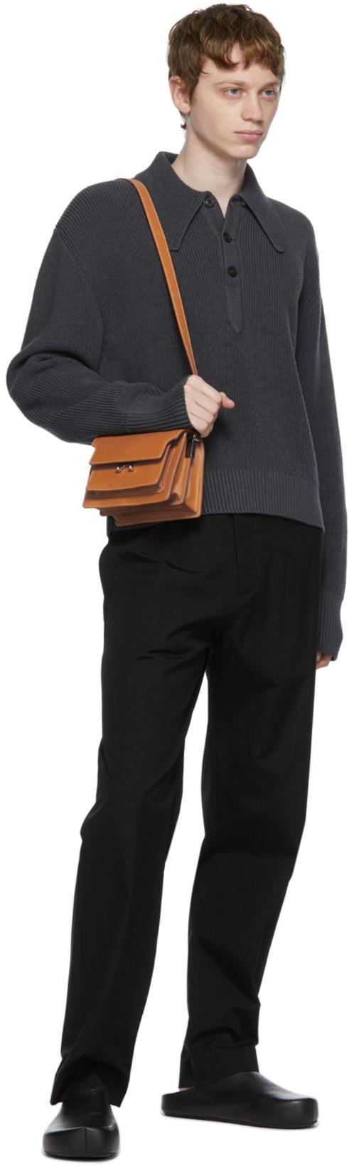 MARNI Textured-leather Clog Slippers In Black