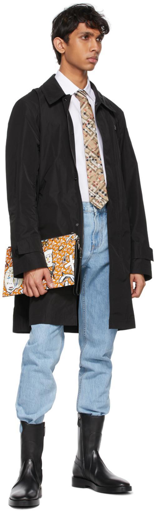 BURBERRY Porthole Detail Panelled Leather Boots In Black