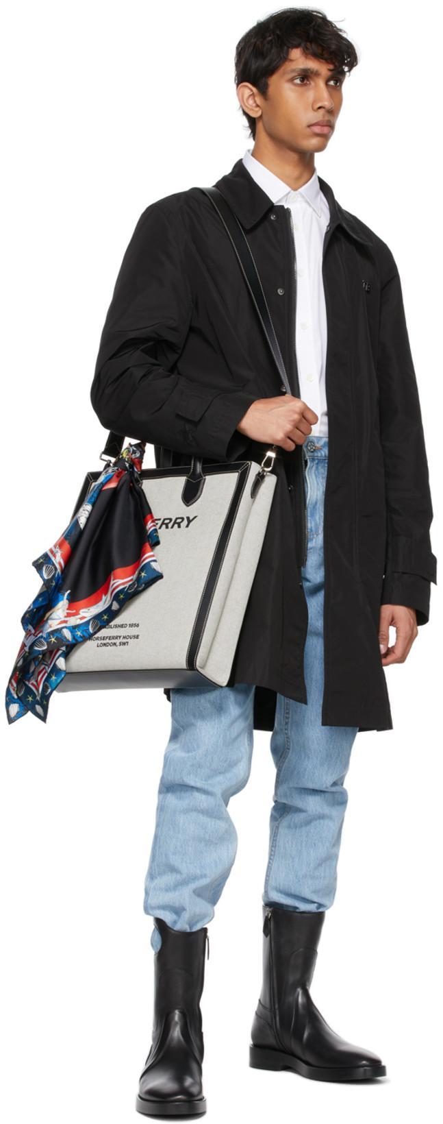 BURBERRY Porthole Detail Panelled Leather Boots In Black